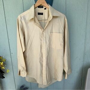 Vintage CHRISTIAN Dior shirt Mens button down size 16.5/33 pale yellow chemise